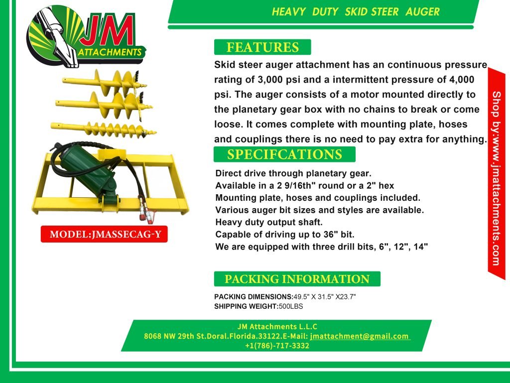 Auger Drive Bundle Includes 6″, 12″, 14″ Sand Bits for Skid Steers