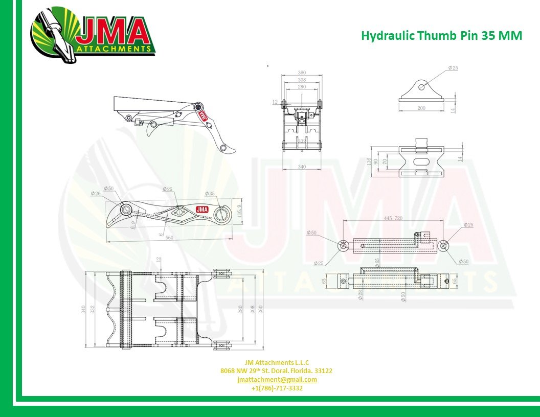 35mm Main Pin Hydraulic Thumb for 2 – 3 tons Mini Excavators