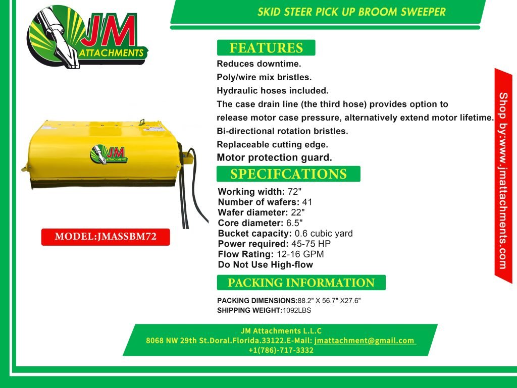72″ Sweeper Bucket Broom for Skid Steers