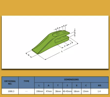 1000.3 | Caterpillar Bucket Tooth | Rock Chisel Style