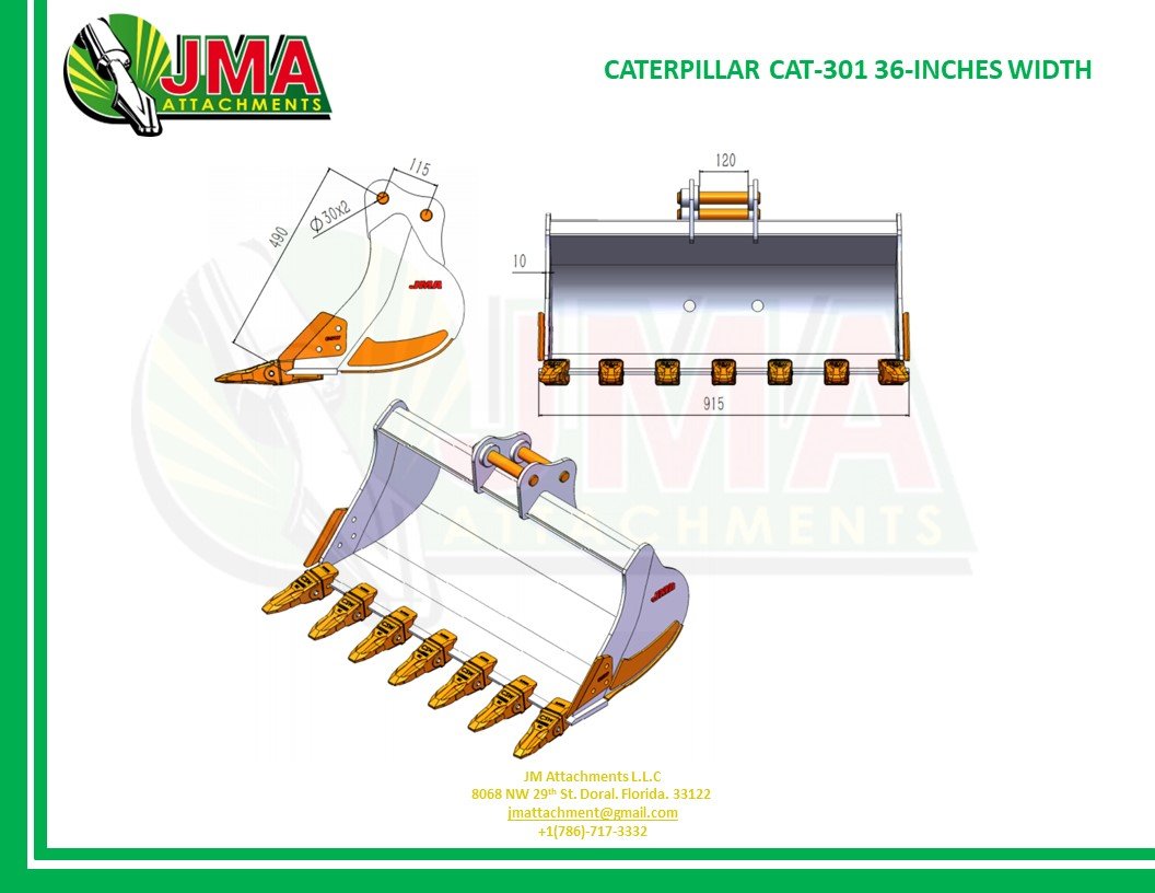 36″ Digging Bucket for 1 – 2 Tons Mini Excavators. 30mm Pins
