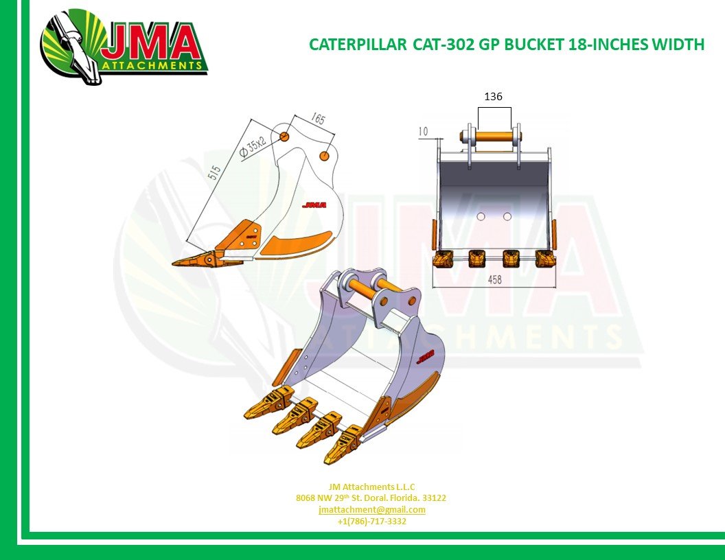 18″ Digging Bucket for 2 – 3 Tons Mini Excavators. 35mm Pins