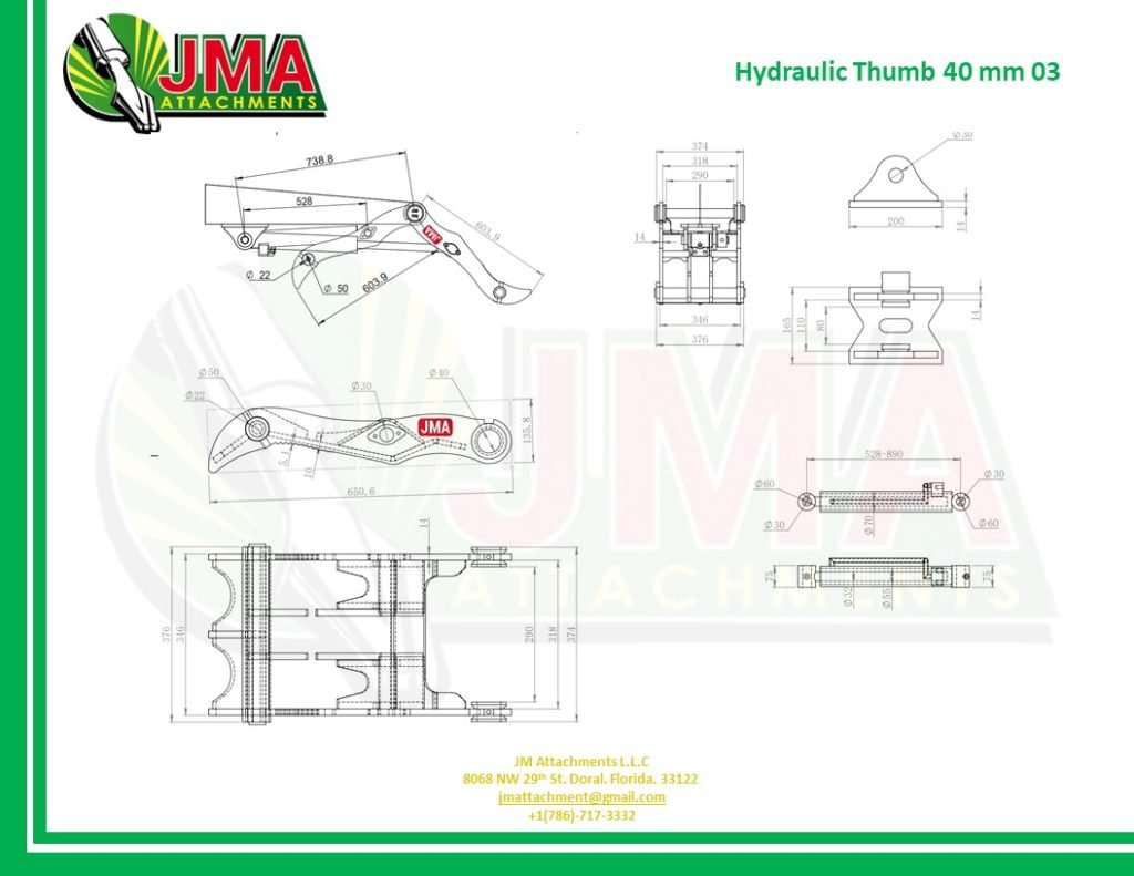 40mm Main Pin Hydraulic Thumb for 3 – 4.5 tons Mini Excavators