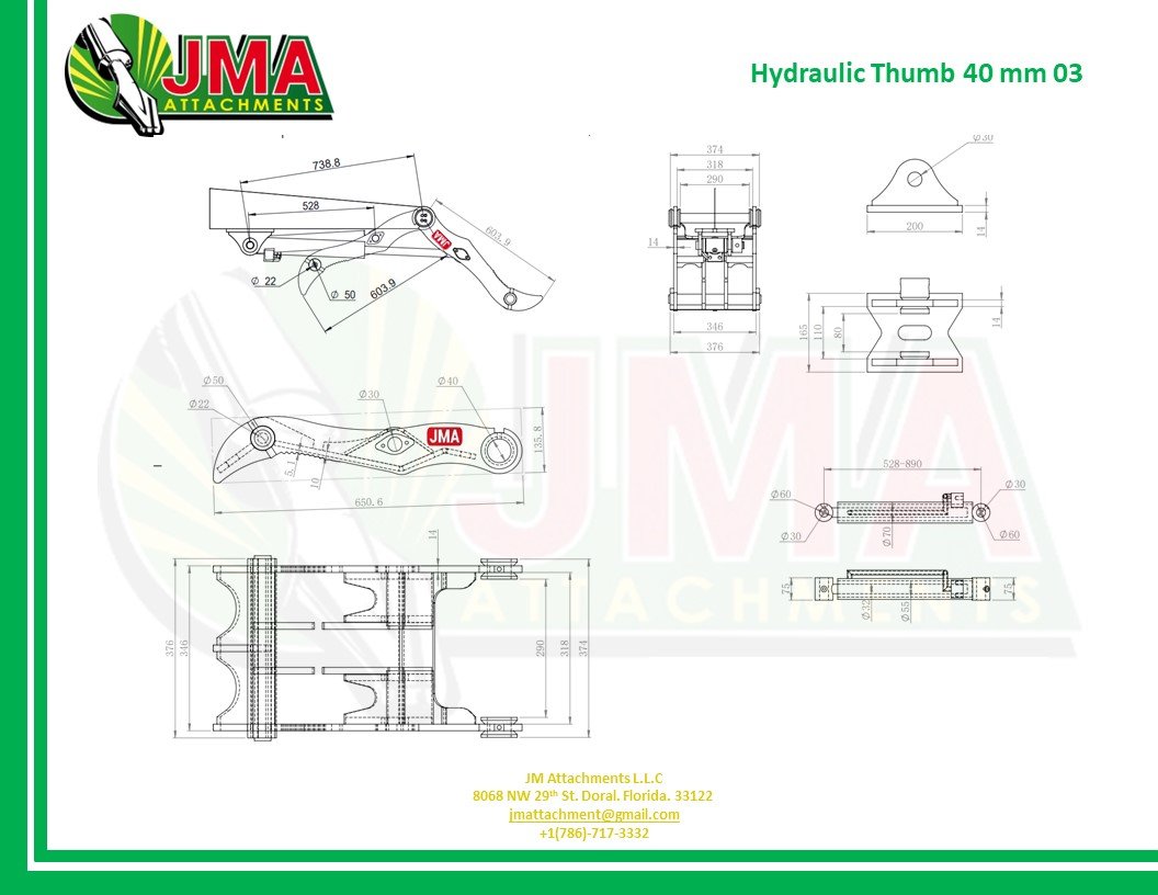 40mm Main Pin Hydraulic Thumb for 3 – 4.5 tons Mini Excavators