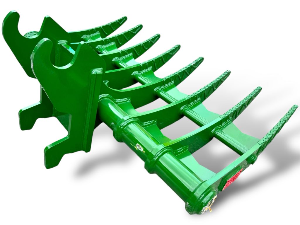 48″ Brush Rake John Deere Wedge Lock Coupler Style for  5 – 6.5 Tons Mini Excavators